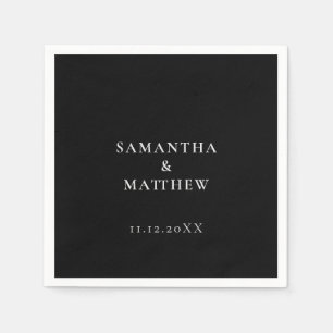 Serviette En Papier Mariage noir minimaliste moderne classique