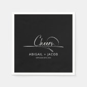 Serviette En Papier Mariage noir moderne (Devant)