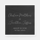 Serviette En Papier Mariage noir moderne et élégant (Devant)