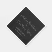 Serviette En Papier Mariage noir moderne et élégant (Coin)