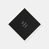 Serviette En Papier Mariage noir moderne Monogram Napkin (Coin)