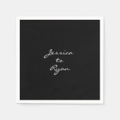 Serviette En Papier Mariage noir "Nom à Nom" Cocktail (Devant)