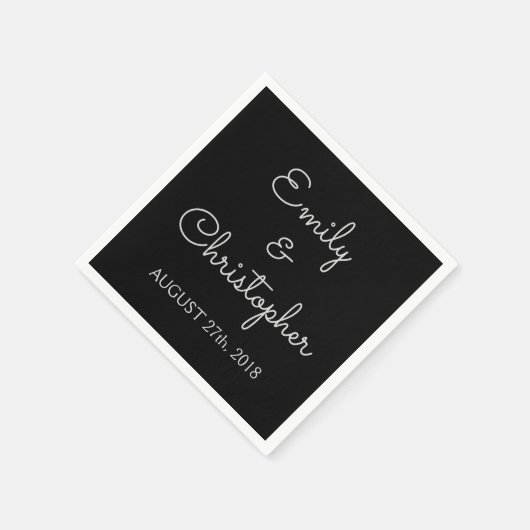 Serviette En Papier Mariage noir ou réception simple serviettes (Coin)