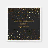 Serviette En Papier Mariage noir personnalisé Confetti Parties scintil (Devant)