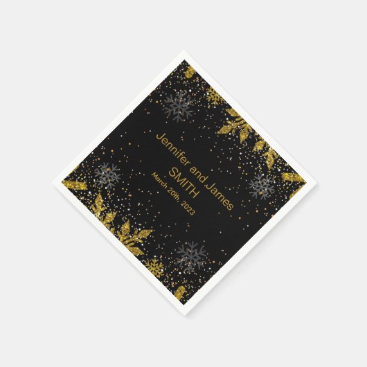Serviette En Papier Mariage Noir Personnalisé Confetti Parties scintil (Coin)