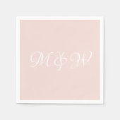Serviette En Papier Mariage noir rose script monogramme papier personn (Devant)