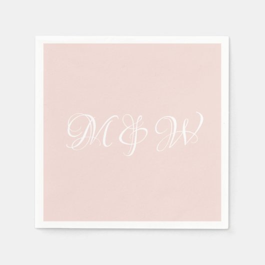 Serviette En Papier Mariage noir rose script monogramme papier personn (Devant)