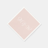 Serviette En Papier Mariage noir rose script monogramme papier personn (Coin)