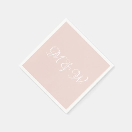 Serviette En Papier Mariage noir rose script monogramme papier personn (Coin)
