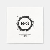 Serviette En Papier Mariage noir simple (Devant)