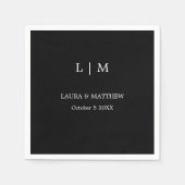 Serviette En Papier Mariage noir simple Monogramme (Devant)