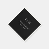 Serviette En Papier Mariage noir simple Monogramme (Coin)