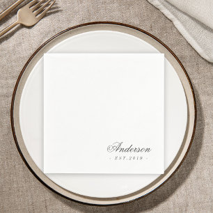Serviette En Papier Mariage Nom Personnalisé Script Élégant Classique