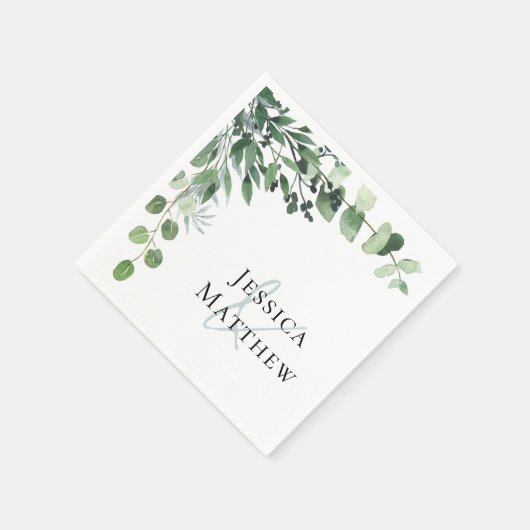 Serviette En Papier Mariage nommé Eucalyptus (Coin)