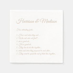 Serviette En Papier Mariage Noms de script Couple Fun Facts Papier bei