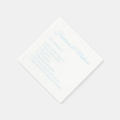 Serviette En Papier Mariage Noms de script Couple Fun Faits bleu clair (Coin)