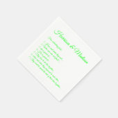 Serviette En Papier Mariage Noms de script Couple Fun Faits néon vert (Coin)