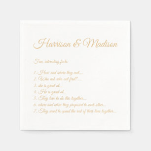 Serviette En Papier Mariage Noms de script Couple Fun Faits papier de