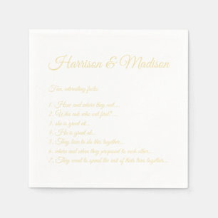 Serviette En Papier Mariage Noms de script Couple Fun Faits vanille