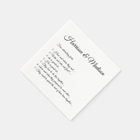Serviette En Papier Mariage Noms de script Couple Fun Fun Fun Papier (Coin)