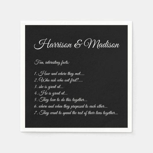 Serviette En Papier Mariage Noms de script Couple Fun Fun Fun Papier (Devant)