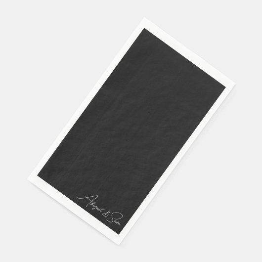 Serviette En Papier Mariage Noms de script noir (Coin)