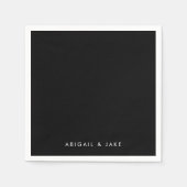 Serviette En Papier Mariage Noms Personnalisés Contemporain B/N (Devant)