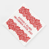 Serviette En Papier Mariage norvégien rouge "dentelle" (Coin)