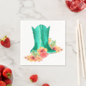 Serviette En Papier Mariage occidental Bottes de Cowboy Fleurs Nom per (En situation)
