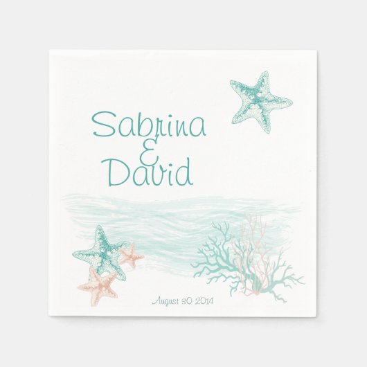 Serviette En Papier Mariage Ocean Breeze Beach (Devant)