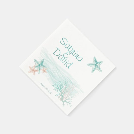 Serviette En Papier Mariage Ocean Breeze Beach (Coin)