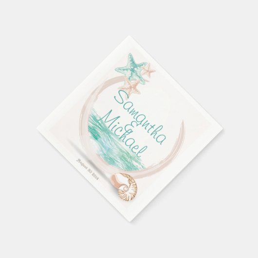 Serviette En Papier Mariage Ocean Breeze Beach (Coin)
