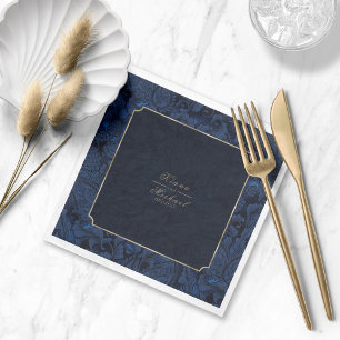 Serviette En Papier Mariage officiel Paisley Marine Blue ID767 serviet