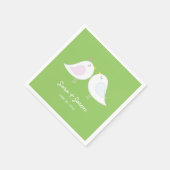Serviette En Papier Mariage Oiseaux d'Amour Verts Mignons (Coin)
