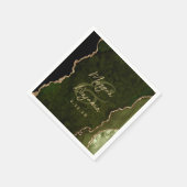 Serviette En Papier Mariage Olive Verte Agate Or Script (Coin)