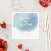 Serviette En Papier Mariage Ombre moderne bleu et vert (En situation)