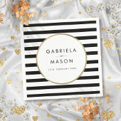 Serviette En Papier Mariage or chic noir et blanc