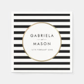 Serviette En Papier Mariage or chic noir et blanc (Devant)