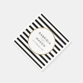 Serviette En Papier Mariage or chic noir et blanc (Coin)