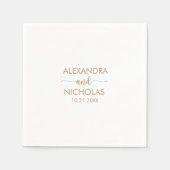 Serviette En Papier Mariage Or Golden Script moderne (Devant)