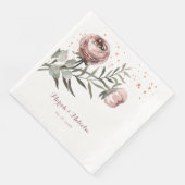 Serviette En Papier Mariage or Rose de Ranunculus rose (Coin)
