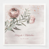 Serviette En Papier Mariage or Rose de Ranunculus rose (Devant)