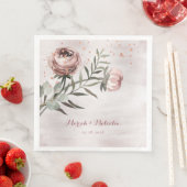 Serviette En Papier Mariage or Rose de Ranunculus rose (En situation)