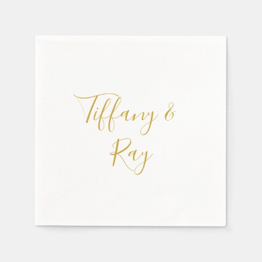Serviette En Papier Mariage or simple et élégant (Devant)