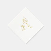 Serviette En Papier Mariage or simple et élégant (Coin)