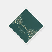 Serviette En Papier Mariage Or Vert Émeraude (Coin)