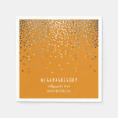 Serviette En Papier Mariage orange Confetti en argent (Devant)