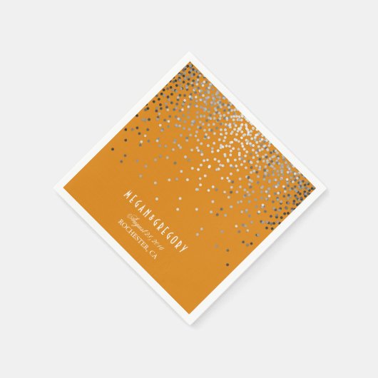 Serviette En Papier Mariage orange Confetti en argent (Coin)
