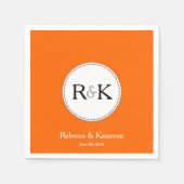 Serviette En Papier Mariage orange monogramme (Devant)