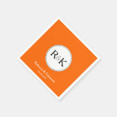 Serviette En Papier Mariage orange monogramme (Coin)